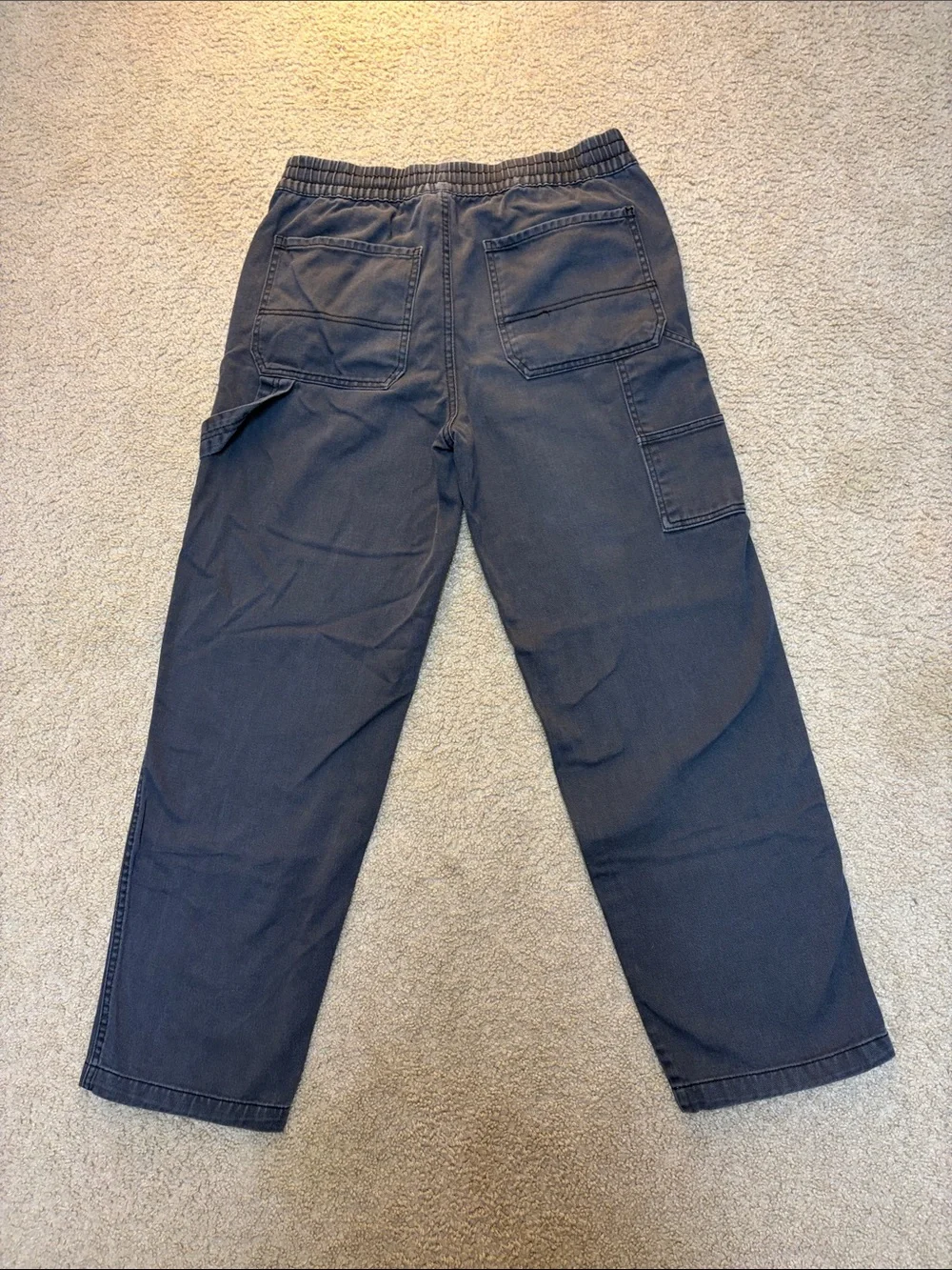 RSQ Dark Gray Straight Drawstring Elastic-Waist Carpenter Pants